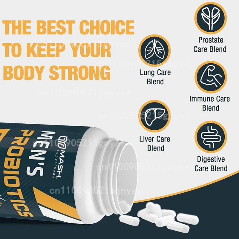 Probiotic 60 Billion - 60 cápsulas de probióticos masculinos, 500