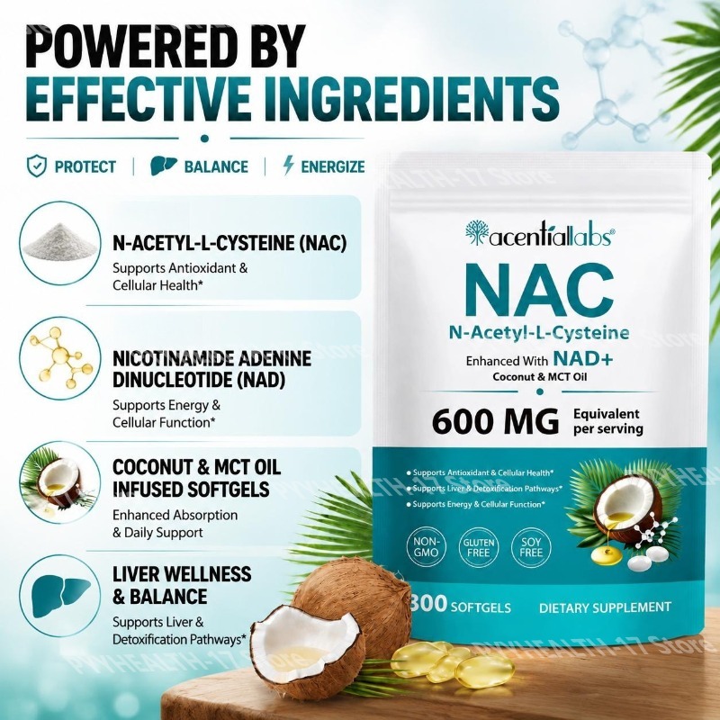 Cápsulas Blandas de NAC (N-Ace - Mct Oil Coconut reseña y precio
